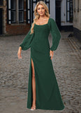 Kinley A-line Scoop Floor-Length Chiffon Bridesmaid Dress STIP0022593