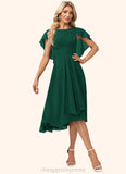 Alison A-line Scoop Asymmetrical Chiffon Bridesmaid Dress With Ruffle STIP0022594