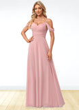 Jennifer A-line Cold Shoulder Floor-Length Chiffon Bridesmaid Dress STIP0022602