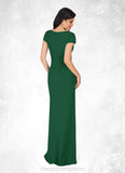 Yasmin Mermaid V-Neck Pleated Stretch Crepe Floor-Length Dress STIP0022649