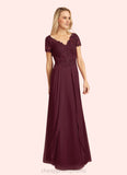 Vivienne A-Line Lace Chiffon Floor-Length Dress STIP0022662