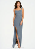 Teagan Sheath Corset Luxe Knit Floor-Length Dress dusty blue STIP0022719