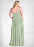 Vicky Box Pleated Chiffon A-Line Dress Dusty Sage STIP0022723