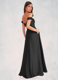 Veronica Off Shoulder Dropwaist Stretch Satin Ball Gown black STIP0022726