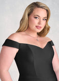 Veronica Off Shoulder Dropwaist Stretch Satin Ball Gown black STIP0022726