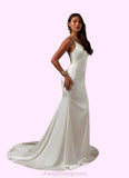 Trinity Mermaid Lace Stretch Satin Chapel Train Dress Diamond White STIP0022766