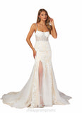 Teresa Mermaid Sequins Tulle Cathedral Train Dress Diamond White/Champagne STIP0022777