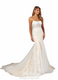 Teresa Mermaid Sequins Tulle Cathedral Train Dress Diamond White/Champagne STIP0022777