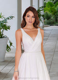 Thea A-Line Pleated Chiffon Chapel Train Dress Diamond White STIP0022786