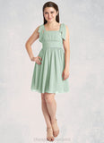 Zaria A-Line Pleated Chiffon Mini Junior Bridesmaid Dress Agave STIP0022864