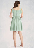 Zaria A-Line Pleated Chiffon Mini Junior Bridesmaid Dress Agave STIP0022864