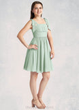 Zaria A-Line Pleated Chiffon Mini Junior Bridesmaid Dress Agave STIP0022864