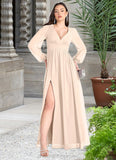 Zoie Kelly Cream Long Sleeve Maxi Dress Atelier Dresses | Azazie STIP0022893