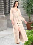 Zoie Kelly Cream Long Sleeve Maxi Dress Atelier Dresses | Azazie STIP0022893