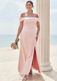 Trumpet/Mermaid Off-the-Shoulder Sleeveless Floor-Length Stretch Crepe Plus Size Bridesmaid Dresses Lillian STIP0025261