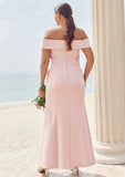 Trumpet/Mermaid Off-the-Shoulder Sleeveless Floor-Length Stretch Crepe Plus Size Bridesmaid Dresses Lillian STIP0025261