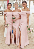 Trumpet/Mermaid Off-the-Shoulder Sleeveless Floor-Length Stretch Crepe Plus Size Bridesmaid Dresses Lillian STIP0025261