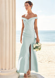 Trumpet/Mermaid Off-the-Shoulder Sleeveless Floor-Length Stretch Crepe Bridesmaid Dresses with Split Skylar STIP0025274