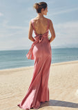 Trumpet/Mermaid Cowl Neck Sleeveless Floor-Length Stretch Satin Bridesmaid Dresses with Sashes Malia STIP0025281