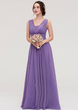 Sleeveless Scalloped Neck Chiffon Long/Floor-Length Bridesmaid Dresseses With Pleated Anabella STIP0025314