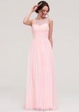 Sleeveless Chiffon A-line/Princess Long/Floor-Length Wedding Party Bridesmaid Dresses With Pleated Lace Thelma STIP0025332