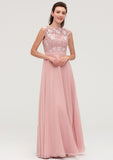 Sleeveless Chiffon A-line/Princess Long/Floor-Length Bridesmaid Dresseses With Sashes Appliqued Lauren STIP0025348