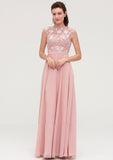 Sleeveless Chiffon A-line/Princess Long/Floor-Length Bridesmaid Dresseses With Sashes Appliqued Lauren STIP0025348