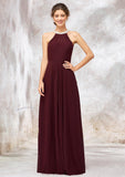 Sleeveless Scoop Neck Long/Floor-Length Chiffon A-line/Princess Bridesmaid Dresses With Pleated Beading Vicky STIP0025406