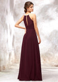 Sleeveless Scoop Neck Long/Floor-Length Chiffon A-line/Princess Bridesmaid Dresses With Pleated Beading Vicky STIP0025406