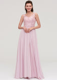 Sleeveless V Neck A-line/Princess Chiffon Long/Floor-Length Bridesmaid Dresseses With Beading Appliqued Juliette STIP0025410