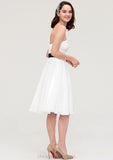 Strapless Sleeveless Knee-Length Chiffon A-line/Princess Bridesmaid Dresses With Pleated Sashes Tricia STIP0025436