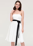 Strapless Sleeveless Knee-Length Chiffon A-line/Princess Bridesmaid Dresses With Pleated Sashes Tricia STIP0025436