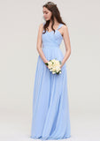 Sleeveless Sweetheart Long/Floor-Length Chiffon A-line/Princess Bridesmaid Dresses With Pleated Sally STIP0025437