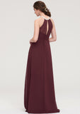 Sleeveless Halter Long/Floor-Length Chiffon A-line/Princess Bridesmaid Dresses With Beading Pleated Jessie STIP0025445