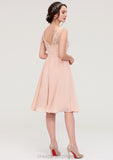 Sleeveless V Neck A-line/Princess Chiffon Knee-Length Bridesmaid Dresses With Lace Imani STIP0025453