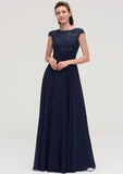 Sleeveless Chiffon A-line/Princess Long/Floor-Length Bridesmaid Dresseses With Appliqued Lilith STIP0025455