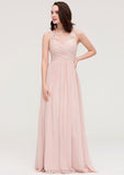 Sleeveless V Neck Long/Floor-Length Chiffon A-line/Princess Bridesmaid Dresses With Pleated Appliqued Jacquelyn STIP0025467