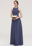 Sleeveless Scoop Neck ong/Floor-Length Chiffon A-line/Princess LStormy Bridesmaid Dresses With Pleated Bailey STIP0025470