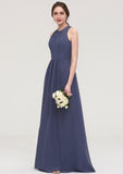 Sleeveless Scoop Neck ong/Floor-Length Chiffon A-line/Princess LStormy Bridesmaid Dresses With Pleated Bailey STIP0025470