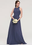 Sleeveless Scoop Neck ong/Floor-Length Chiffon A-line/Princess LStormy Bridesmaid Dresses With Pleated Bailey STIP0025470