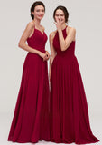 Sleeveless Sweetheart Long/Floor-Length Chiffon A-line/Princess Bridesmaid Dresseses With Split Pleated Tracy STIP0025477