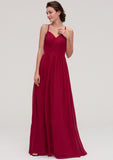 Sleeveless Sweetheart Long/Floor-Length Chiffon A-line/Princess Bridesmaid Dresseses With Split Pleated Tracy STIP0025477