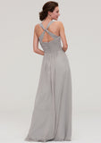 Sleeveless Sweetheart Long/Floor-Length Chiffon A-line/Princess Bridesmaid Dresseses With Pleated Beading Sloane STIP0025478