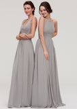 Sleeveless Sweetheart Long/Floor-Length Chiffon A-line/Princess Bridesmaid Dresseses With Pleated Beading Sloane STIP0025478