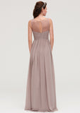 Sleeveless A-line/Princess Chiffon Long/Floor-Length Bridesmaid Dresseses With Pleated Natalee STIP0025479