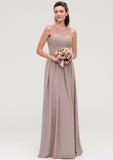 Sleeveless A-line/Princess Chiffon Long/Floor-Length Bridesmaid Dresseses With Pleated Natalee STIP0025479