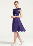 Sleeveless Bateau Knee-Length A-line/Princess Chiffon Bridesmaid Dresses With Rhinestone Appliqued Sashes Dylan STIP0025496