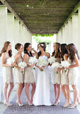 Sleeveless Strapless Short/Mini Sheath/Column Lace Bridesmaid Dresses Pearl STIP0025558