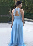 Sleeveless Scoop Neck Long/Floor-Length Chiffon A-line/Princess Bridesmaid Dresses With Pleated Ruth STIP0025598