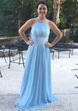 Sleeveless Scoop Neck Long/Floor-Length Chiffon A-line/Princess Bridesmaid Dresses With Pleated Ruth STIP0025598